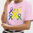 thumbnail image 5 of UANWENN T-Shirts Décontractés pour Femmes avec Imprimé Ruban de Sensibilisation au Cancer, Manches Courtes, Col Rond, Style de Base pour le Quotidien, Chandails Athlétiques, Paquet Femmes, T-Shirts pour Femmes, Hauts de Couleur Unie pour Femmes, Court, 5 of 5