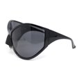 thumbnail image 3 of Polarized Exaggerated XXL Wrap Curved Mask Style Plastic Sunglasses All Black, 3 of 4