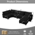 thumbnail image 4 of Wiilayok 130" Corduroy U-Shaped Modular Sectional Sofa 6-Seat Cloud Fluffy Couch Set for Living Room with Ottoman, USB Port, Cup Holder, Storage, Black, 4 of 9