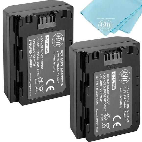 BM Premium 2 Pack of NP-FZ100 Batteries for Sony Alpha 9, Sony A9, Sony Alpha 9R, Sony A9R, Sony Alpha 9S, Sony A7RIII, A7R3, Sony a7 III Digital Cameras