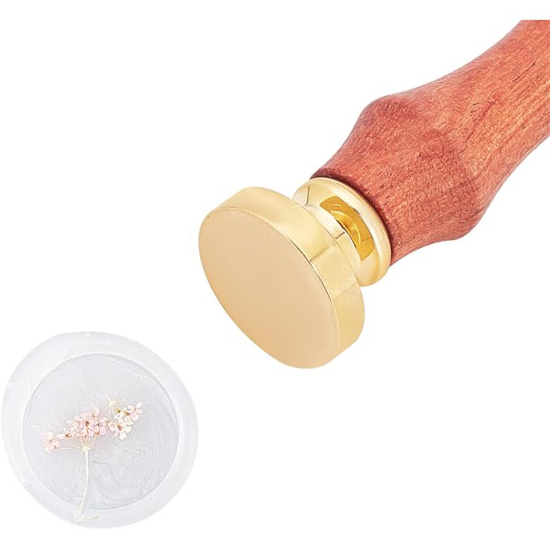 Sello de lacre redondo de 22 mm, cabezal de sello de lacre en blanco, cabezal de sello de latón extraíble, mango de madera de pera.