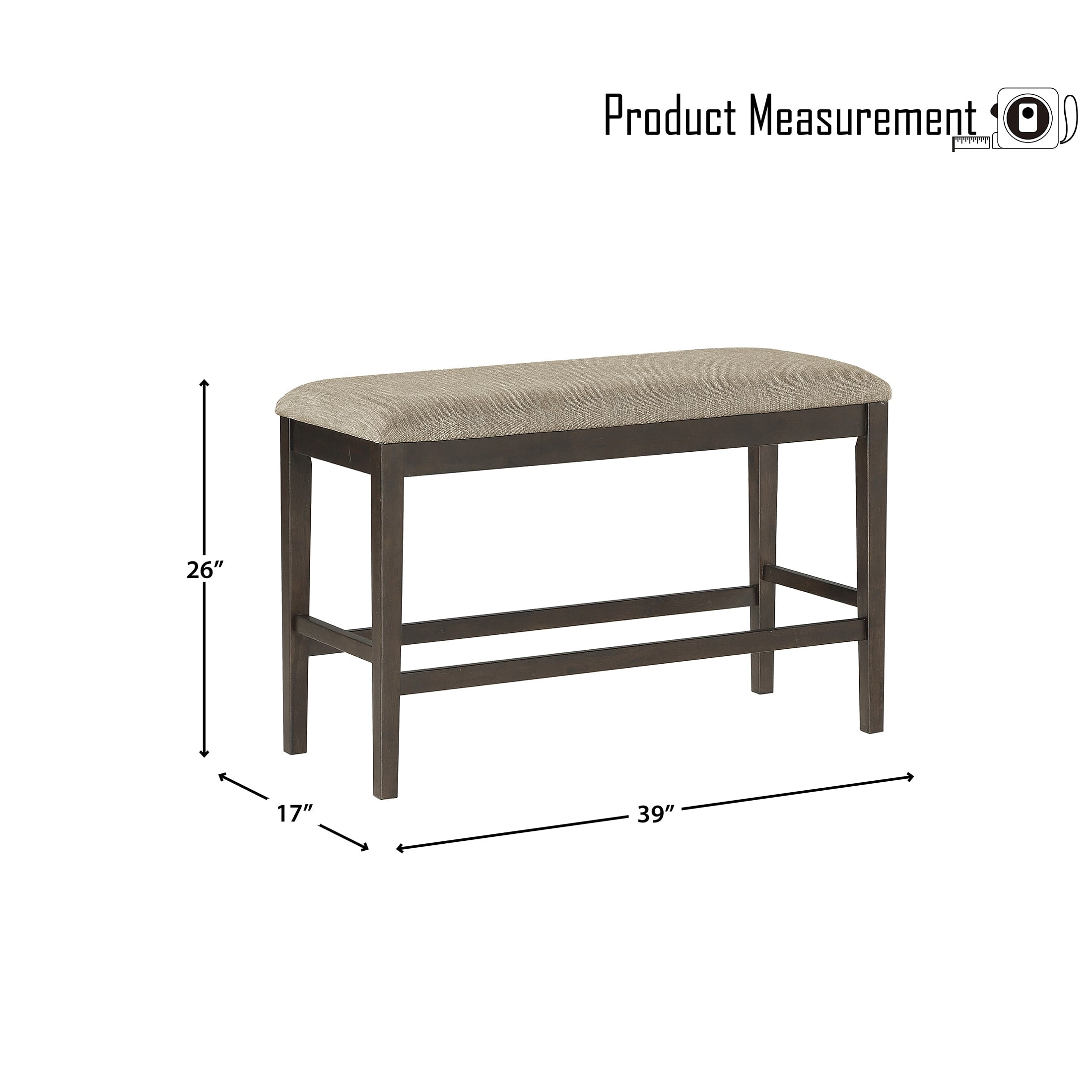 OakvillePark McIntyre Counter Height Bench, Brown
