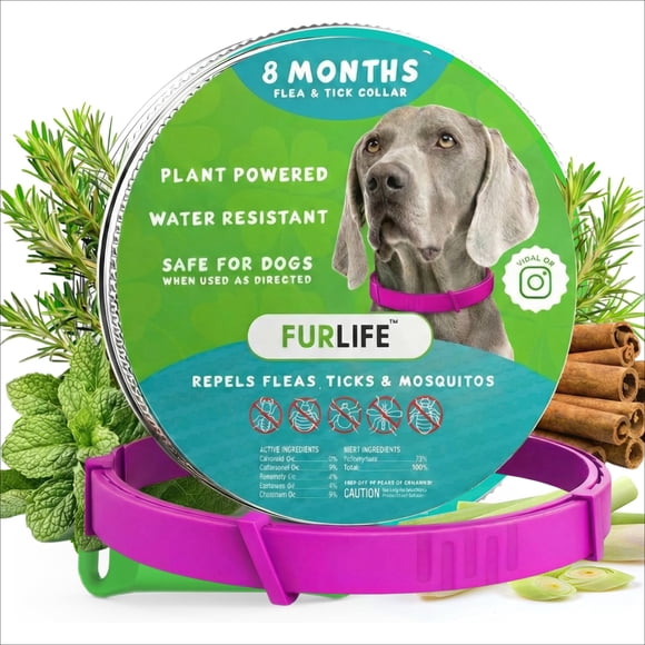 Collar antipulgas y garrapatas FurLife impermeable para perros, color rosa