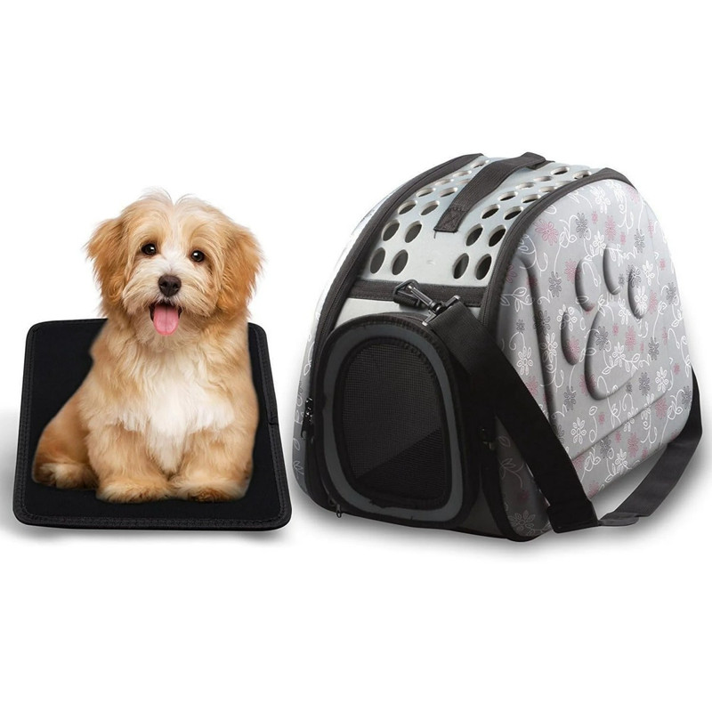 DENZUS Foldable Pet Carrier, Collapsible Travel Cage with Breathable Mesh for Dogs and Cats