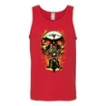 thumbnail image 2 of Flaming Motorycle Hell Fire Skull Biker | Mens Fashion Graphic Tank Top, Red, Medium, 2 of 4