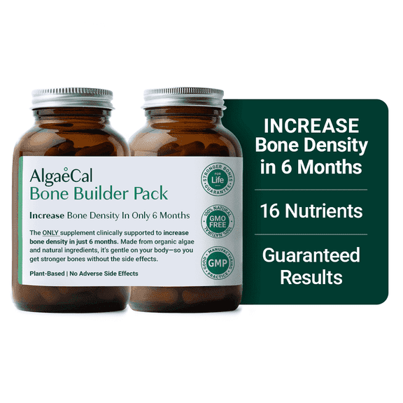 AlgaeCal Bone Builder Pack - Calcium with Vitamin D and Strontium, Clinically Supported to Increase Bone Density in 6 Months, 1-Month Supply
