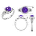 thumbnail image 3 of Dazzlingrock Collection 7mm Cushion Amethyst & Round White Diamond Halo Split Shank Engagement Ring for Women (0.25 ctw, Color I-J, Clarity I2-I3) in 925 Sterling Silver, Size 6, 3 of 5