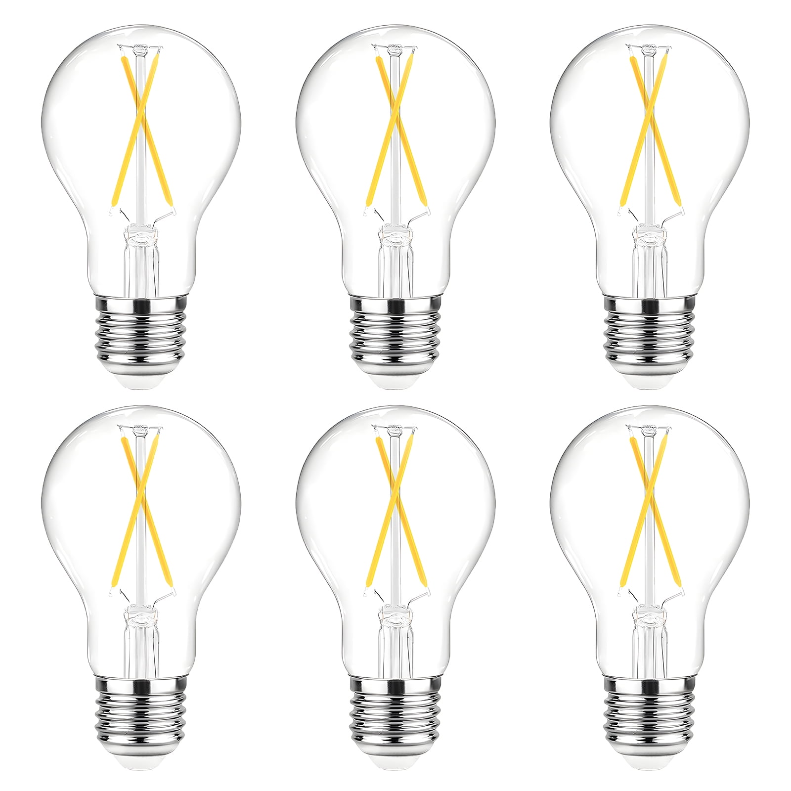 DAYBETTER A19 Vintage LED Edison Bulbs,NO-Dimmable Light Bulbs 60W Equivalent,5000K White, 8W E26 Standard Base, 800Lumens, CRI80+, Clear Glass Filament Bulb for Home, Farmhouse,6 pack