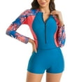 thumbnail image 6 of Hicidod One Piece Swimsuits Women Long Sleeve Rash Guard Swimwear Zip Up Printed UV Protection Athletic Surfing Diving Bathing Suits, 6 of 8