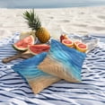 thumbnail image 2 of 2 Pack Outdoor Waterproof Throw Pillows, Watercolor Ocean Blue Foamy Wave Decorative Square Pillow Case Patio Pillows for Chair Couch Sofa 16x16in, 2 of 9