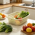 thumbnail image 3 of Large Rectangular Plastic Basket with Drain Holes, Multi-Purpose Kitchen Storage Organizer, Sturdy Container for Vegetables, Fruits, Bread, Pantry Sundries and Household Grocery Sorting, 3 of 7