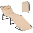 thumbnail image 1 of Costway Tumbona Ajustable Plegable Silla Reclinable de Playa con Cojines para Acostarse Boca Abajo/Arriba y Cavidad Facial Beige, 1 of 6