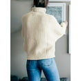 thumbnail image 4 of PrettyGuide Womens Sweater Oversized Chunky Knit Jumper Batwing Sleeve Turtleneck Sweater L Apricot, 4 of 7
