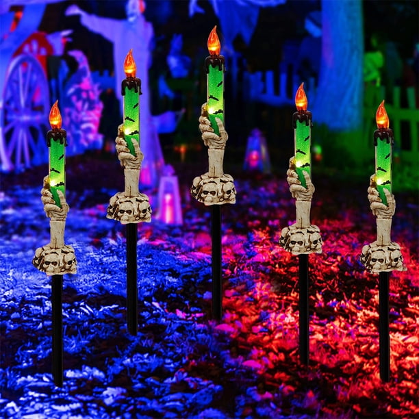Lámpara de vela LED Luz cálida Luz de vela de esqueleto LED Decoración de fiesta de Halloween FLhrweasw Nuevo