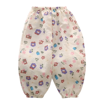 YunPes Toddler Girls Cute Graphic Summer Pants Casual Elastic Waist Loose Comfy Cotton Trousers for Kids Kids Softball Leggings