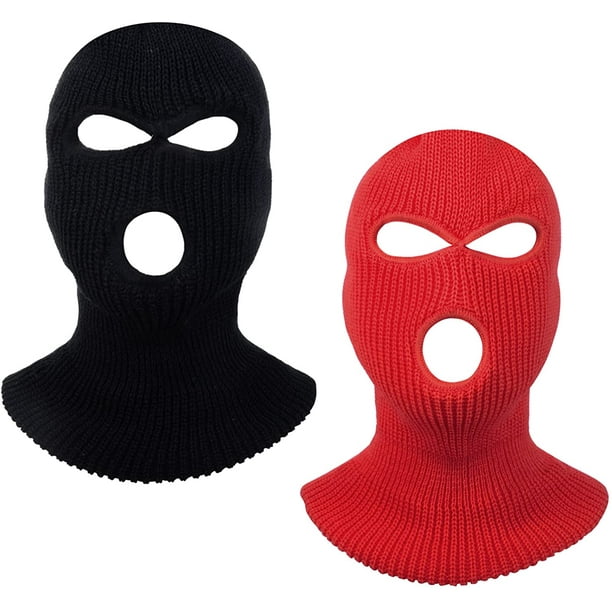 2 Packs de Masque de Ski 3 Trous Tricoté Couverture Complète Masque de  Cagoule Halloween Partie Masque de Cyclisme Bonnet pour l'Extérieur 