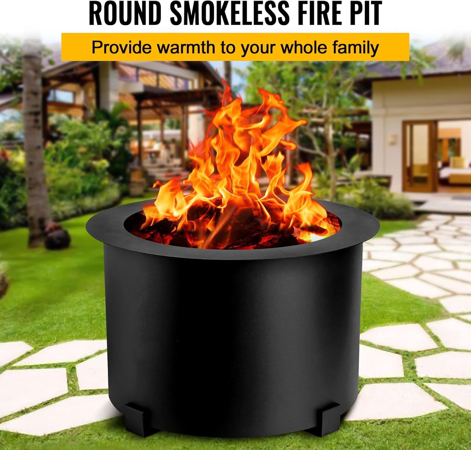 Smokeless Fire Pits Large Wood Burning Fire Pit Carbon Steel Stove Bonfire Fire Pit Portable Outdoor Fire Bowl for Picnic Camping Backyard (21.5 /'')