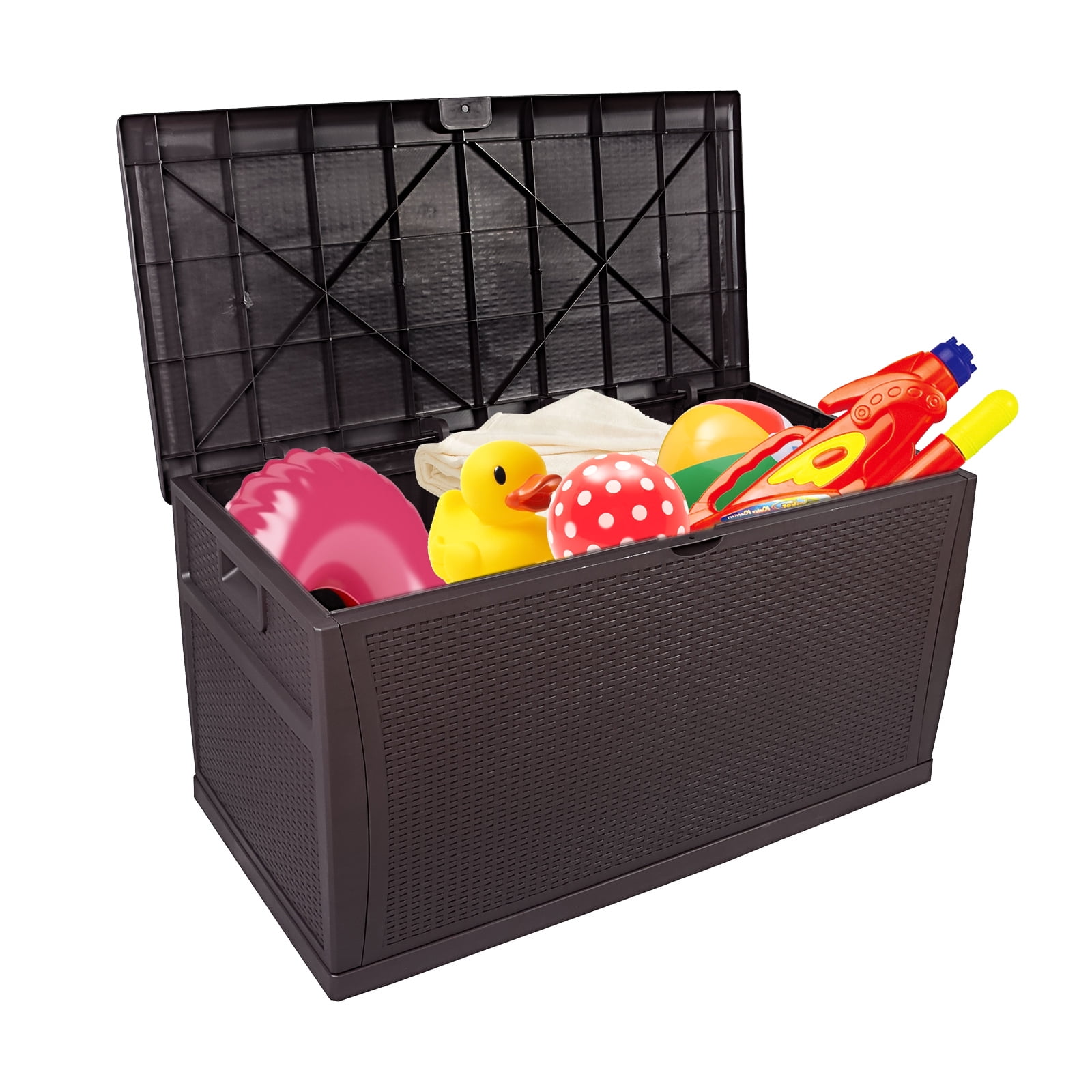 Brown Plastic 120-Gallon Leisurelife Waterproof Storage Deck Box Outdoor 