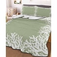 thumbnail image 3 of Quilts Twin-XL Size Bedding Set, Coastal Coral Lightweight Quilted Comforter, Sage Green Ocean Marine Nautical Beach Soft Reversible Bedspread Coverlet with Pillow Covers for All Season, 68" x 98", 3 of 7