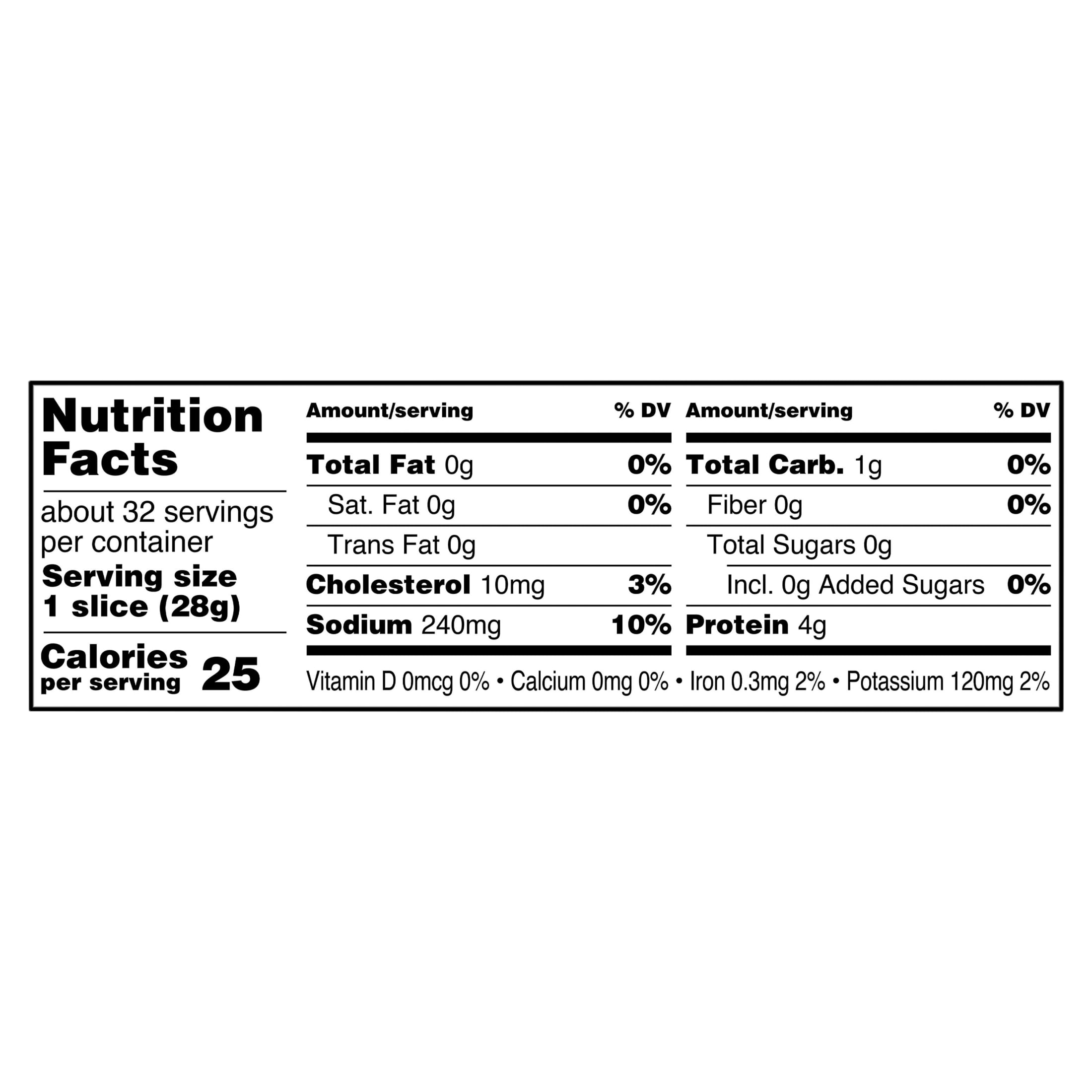 Great Value, Fat Free, Smoked Turkey Breast, 32 oz Bag, Deli - Sliced