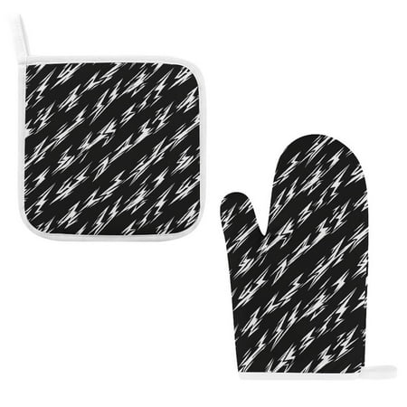 

ZZZHY Bolt Icon Design 443 Oven Mitts and Pot Holders Sets Heat Resistant Oven Gloves Cute Kitchen Mitts for Oven 2-Piece Baking Gloves Set for Cooking Grilling Baking