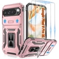 thumbnail image 1 of KOMI for Google Pixel 9 Pro XL Case with [2 Pack] HD Screen Protector + Slide Camera Cover, 360° Rotation Ring Kickstand [Military Grade] Shockproof Protective Phone Cover for Pixel 9 Pro XL Rose Gold, 1 of 5