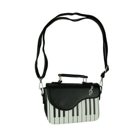 - Black and White Baby Grand Piano Crossbody Purse