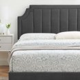 thumbnail image 5 of Platform Bed Frame, King Size, Velvet, Dark Grey Gray, Modern Contemporary Urban Design, Bedroom Master Guest Suite, 5 of 10
