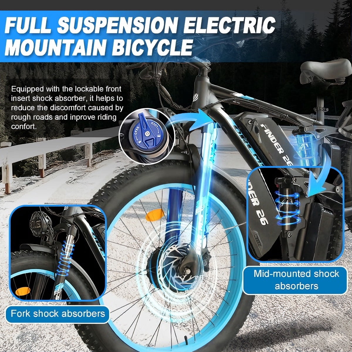 Dual Motor Electric Bike for Adultse,60V/25Ah,6000W Motor Full Suspension 45/50MPH High-Speed,26'' Fat Tire Electric Bike,Hydraulic Brakes,for Adults Off-Road Commuting