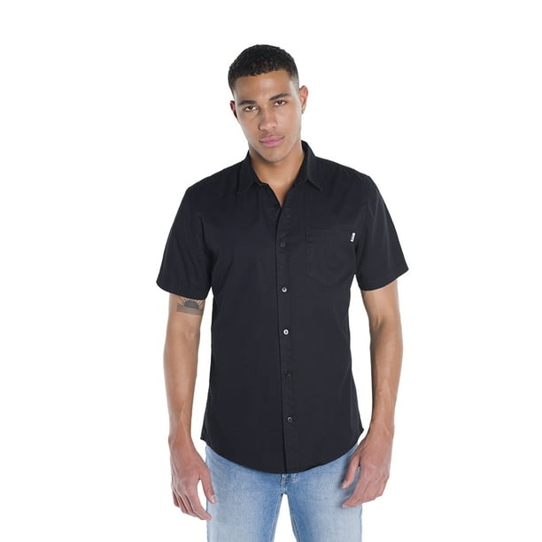 Camisa Oggi 2311302, Caballero, Corte Slim, Popelina, Color Negro. Oggi Jeans 2311302