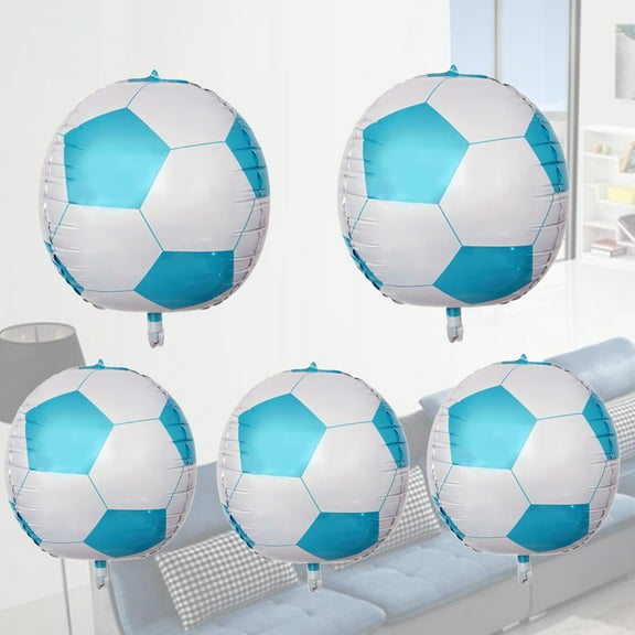 GOOHOCHY 5pcs 24inch 4D Football Aluminum Foil Balloon Mylar Balloons Party Supplies for Birthday Sports Theme Party Decoration (Blue)