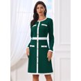 thumbnail image 3 of DARING DIVA Women's A-Line Long Sleeve Color Block Dress XL Dark Green, 3 of 6