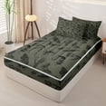 thumbnail image 2 of Homewish Gothic Skeleton Zipper Twin Comforter Sets with Fitted Sheet and 2 Pillowcases for Kids, Green Moth Mushroom Floral Skull Zipper Bedding Set, Black Reversible, 4pcs, 2 of 6