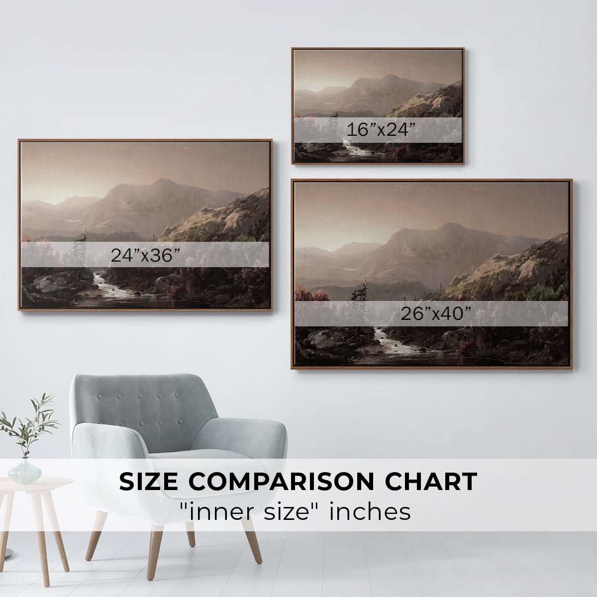 Vintage Landscape-CCCXXI By Wexford Home Framed in Walnut Wood Gallery Wrapped Canvas 25 in. x 37 in.