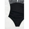 thumbnail image 5 of Cupshe Women's Gingham Ruched Criss-Cross Back One Piece Swimsuit Black, XS, 5 of 6