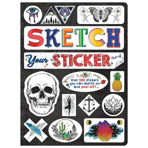 Piccadilly Sketch Your Sticker Journal for Ages 6 and Up, 7.3 x 9.7", Sticker Paper