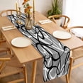 thumbnail image 3 of Grey Geometric Table Runner - 108 Inch Long, Kitchen Dining Table Runner Dresser Scarves, Retro Black White Abstract Striped Lines Farmhouse Decor for Coffee Tables Wedding Party Banquet, 3 of 8