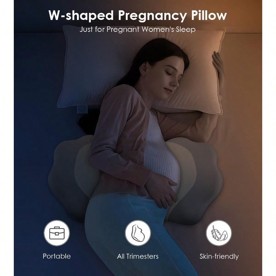 Pregnancy Pillows for Sleeping Memory Foam Maternity Pillow port for Back Belly HIPS Adjustable Travel Wedge Pillow for Pregnant Women Side Spleeping Pregnant Pillows with case