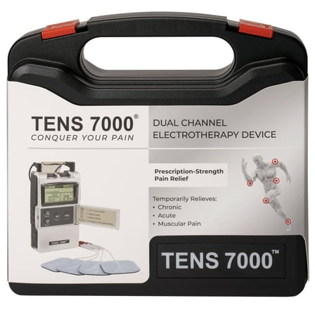 TENS 7000 Digital TENS Unit, Muscle Stimulator Machine for Pain Relief, 6.25" x 7.00" x 2.00"