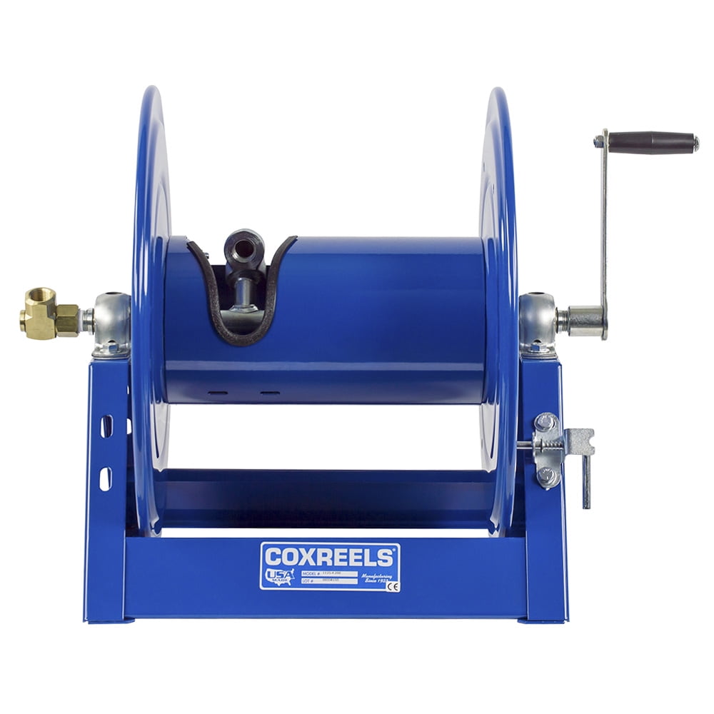 Coxreels 1125 Series Steel Hand Crank Hose Reel 100 Foot Hose Capacity, Blue