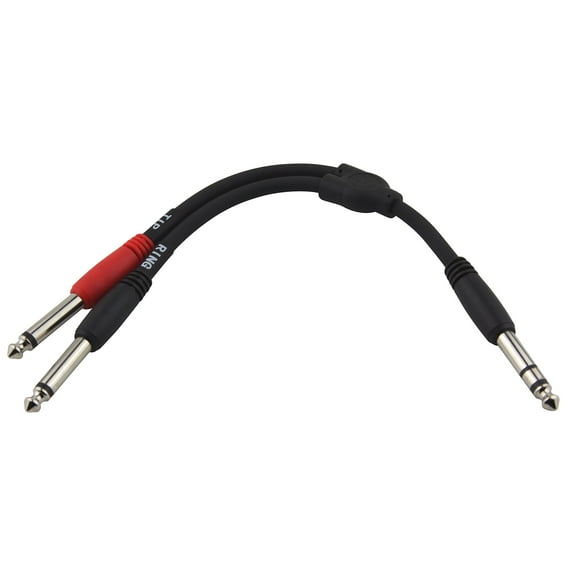 6-in Y Cable, Mono 1/4-in (Male) -Dual Mono 1/4-in (Female)