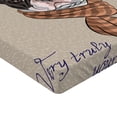 thumbnail image 2 of Ambesonne Dog Fitted Sheet, Hipster Bulldog with Cap Scarf, Twin XL Size, Tan and Brown, 2 of 3