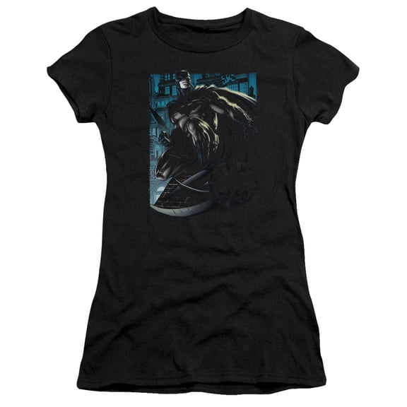 Batman Knight Falls In Gotham S/S Junior Women's T-Shirt Sheer Black