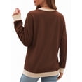 thumbnail image 3 of MOYIKO Color Block Sweatshirts for Women V Neck Long Sleeve Shirts Fashion Tops Pullover Sweatshirts Fall Outfits, 3 of 7