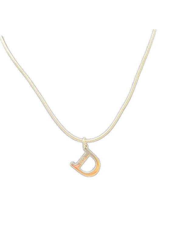 Pre-Owned Christian Dior D-logo Necklace Silver SP Women's