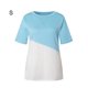 thumbnail image 1 of Camiseta de mujer Blusa con cuello redondo y manga corta en bloque de color, Azul, S Methold AP002555-41, 1 of 7