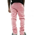 thumbnail image 6 of jjayotai Mens Sweatpants, Linen Stacked Flared Sweat Pants, Peasant Loose Fit Casual Hip Hop Wide Leg Pant, Outdoor Athletic Bell Bottom Trousers Pink M, 6 of 8