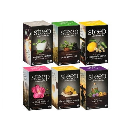 Steep by Bigelow Organic Tea Variety Pack, Tea Bags, 120 Ct (Case of 6 boxes)