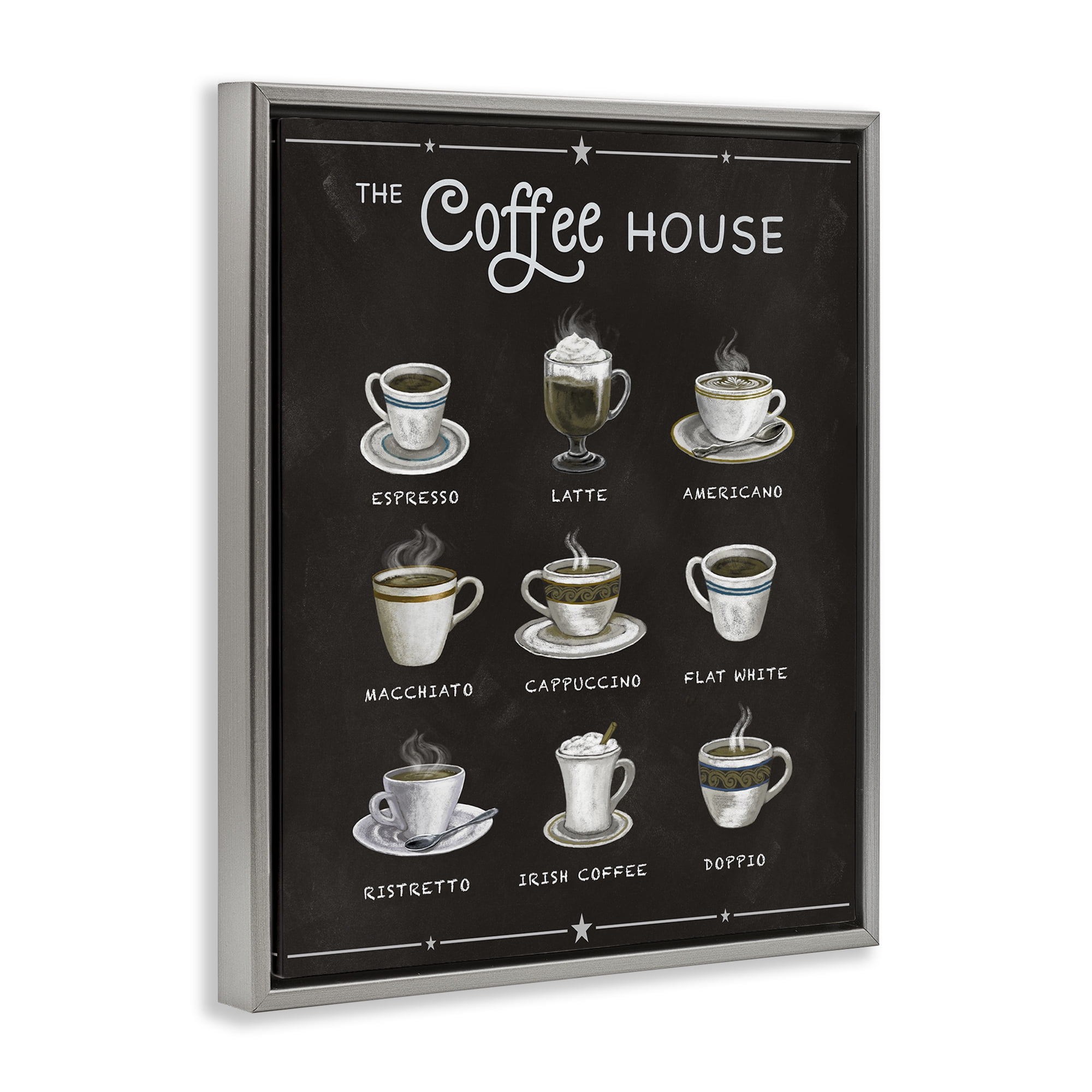 Stupell Industries The Coffee House Menu Gray Framed Floater Canvas Wall Art, design by Conrad Knutsen