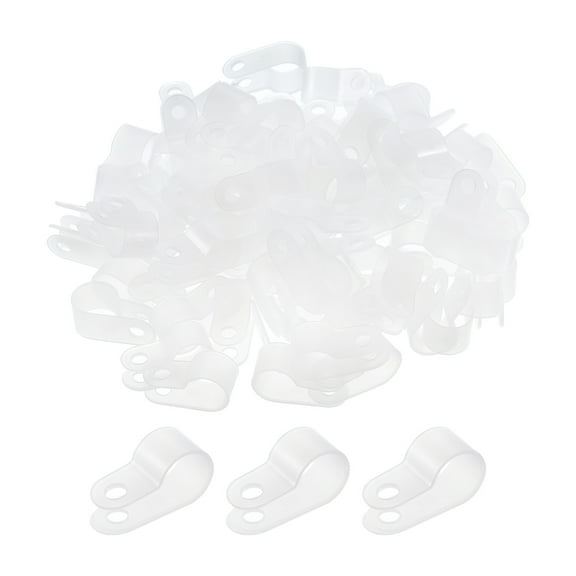 R-Type Cable Clamps, 10.4mm 0.4 Inch Cable Organizer Cord Clips White, 200pcs